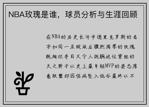 NBA玫瑰是谁，球员分析与生涯回顾